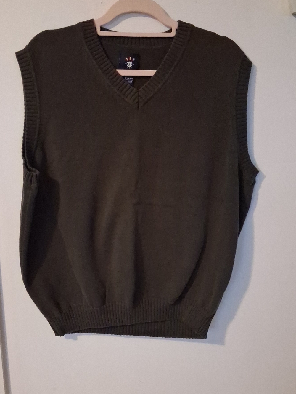 Men's V-Neck Sweater Vest in Olive Green